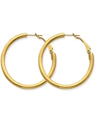3mm, 14K Yellow Gold Omega Back Round Hoop Earrings, 35mm (1 3/8")
