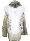 22 or 30 Natural Lynx Parka Jacket w/White Fox Tuxedo & Attached Fox Trimmed Hood.