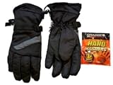 Northcrest Mens Waterproof Black Snow & Ski Gloves with Handwarmers