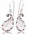 Tomas Sterling Silver & Pink Swarovski Crystal Paisley Teardrop Dangle Earrings - 1.25" Drop