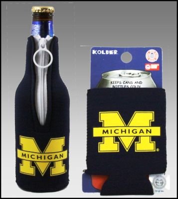 SET OF 2 MICHIGAN WOLVERINES CAN & BOTTLE KOOZIE COOLER