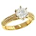 3 Sided Pave Diamond Engagement Ring .28cttw (CZ ctr)
