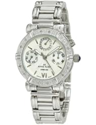 Anne Klein Womens  10-7899MPSV Diamond Accented Multi-Function Silver-Tone Watch