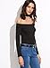SheIn Women's Black Off The Shoulder With Choker Ribbed T-shirt