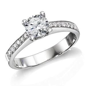Certified, Round Cut, Solitaire Diamond Ring in 14K Gold / White (1/2 ct, F Color, SI2 Clarity)
