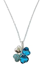 Hot NEW Silver Plated Crystal Lucky Clover Pendant Necklace Fashion Jewelry
