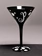 Personalitini - Monogram Black Polka Dot Martini Glass - P