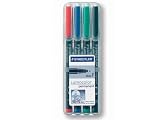 Staedtler Lumocolor 318 WP4 assorted permanent pens with fine 0.6mm line width, WALLET of 4