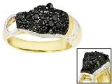 .50CTW IRRADIATED BLACK AND GREEN DIAMOND 18KT OVER STERLING SILVER PANTHER RING