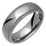 Aisha Classic Beaded Edge Titanium Band