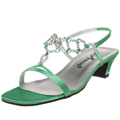 Annie Shoes Women's Allison Slingback,Green Satin,7 M US