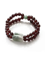 Honeystore Girls Jade Garnet Two Rounds Stretch Bracelet Color Burgundy Green