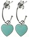 Sterling Silver Turquoise Heart Charm Hoop title=