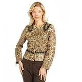 Pamela McCoy Couture Braid Detail Animal Print Patent Suede Jacket
