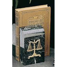 Black/Dark Green Marble Gold Plated Legal Scales Bookends-great Lawyer Gift