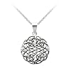Sterling Silver Celtic Knot Medallion Pendant with Rolo Chain, 18"