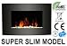 2012 KMS New Medium Wall Mounted Electric Fire Place Fireplace Heater with Black Curved Glass Screen Plasma Style 1800W MAX