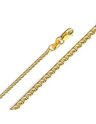 14K Yellow Gold 1.5mm Flat Open Wheat Chain with Lobster Claw Clasp 20"