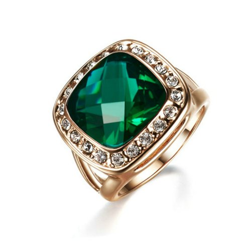 Yoursfs Elegant Green Crystal Ring 18k Gold Plated with Shining Zirconia Wedding Ring for Women (8)