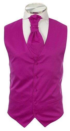 Buy Men’s Italian Fuchsia Design Dress Vest Neck/Bow Tie Set for Suit or Tuxedo