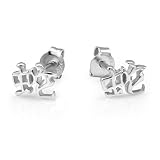 925 Sterling Silver Chinese Zodiac Sign Calligraphy “SNAKE” Small Post Stud Earrings 6mm Fashion Jewelry for Women, Teens, Girls – Nickel Free