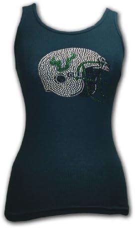 NCAA South Florida Bulls Women's Beater Tank Top with Rhinestone Embellished USF Helmet, Army Green, Large
