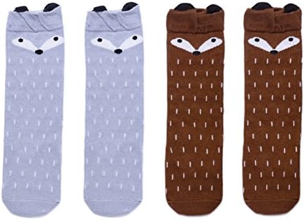Toddler socks Children's socks Girls socks Cute assorted animal kids tube socks (XS(Age 0-1), A(2PAIRS))