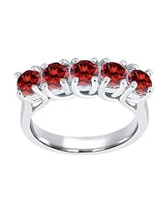 1.35 Ct Round Cognac Red SI1/SI2 Diamond 18K White Gold Ring