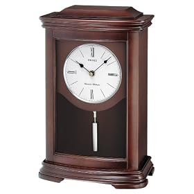 Seiko Mantel Chime with Pendulum Clock Dark Brown Alder Case #QXQ013BLH by Seiko