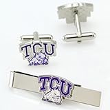 Texas Christian Horned Frogs (TCU) Silvertone Team Logo Tie Clip & Cufflinks Set