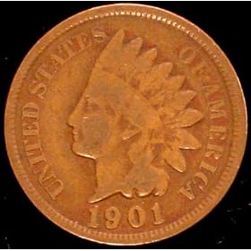 1901 Indian Head Cent / Penny Circulated Good or Better in Coin Flip