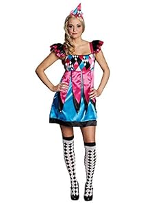 Pierrot Harlekin Damenkostüm Clownfrau pink blau 36
