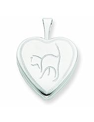 Sterling Silver 16mm Cat Heart Locket