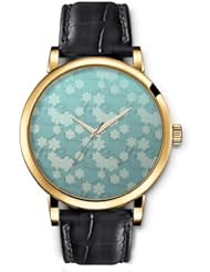 SPRAWL Aanalog Fashion Series Gold Ladies Watches of Genuine Black Leather Strap,Unique Wrist Watch for Women Girls Designed with Grate white flowers