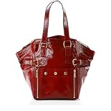YSL YVES SAINT LAURENT Large Red Patent Leather downtown handbag tote designer purse shoulder bag