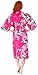 Simplicity Women's Classic Satin Peacock Floral Print Kimono Style Robe w/ Pockets