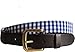 No27 Mens Nautical Gingham Tucker Blue Plaid Leather Belt, Leather Tab and Buckle, Plaid Leather Belt