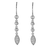 14k White Gold 1/10ctw Diamond Leaf Earrings (HI/I1)