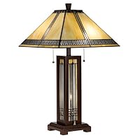 Arts and Crafts Night Light Table Lamp with Filigree Shade