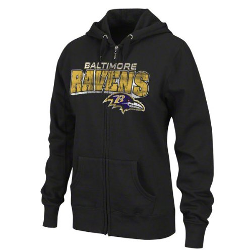 NFL Women's Baltimore Ravens Football Classic III Long Sleeve Fullzip Fleece Hoodie (Black, Medium)