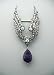 18k Gold Diamond Wings Pin with Alexandrite Pendant