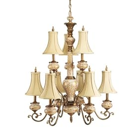 Progress Lighting P4555-106: Catherines Palace Vintage Brass Nine-Light Chandelier by Progress Lighting