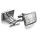 Men's Rhodium Plated Cufflinks Silver Pattern Wheel Shirt Vintage (with Gift Bag)