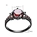 Junxin Round Cut Ruby Red January Birthstone Rings Women Black Gold Plated Light Weight Size6/7/8/9/10