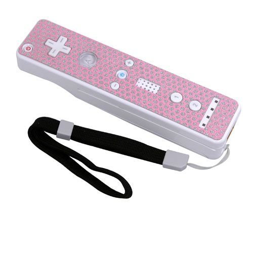 Controller Sticker w/ Wrist Strap for Nintendo Wii, Pink Honeycomb