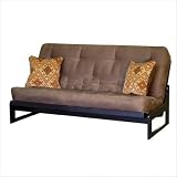 Full Size Futon Sofa Mattress Tufted in Taupe Colored Fabric
