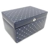 Coffret &agrave; Bijoux "Diamonds" bleu marine strass (M)