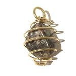 Rhodonite Pendant 05 Wire Wrapped Gold Cage Pink Black Crystal Healing Stone 1.9