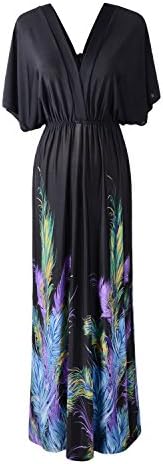 Younk Women's Bohemian Floral Print Spring Summer Beach Long Maxi Dresses Color Multi Size XL