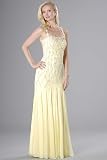 Yellow Beaded Stretch Knit Dresses by Sean Collection